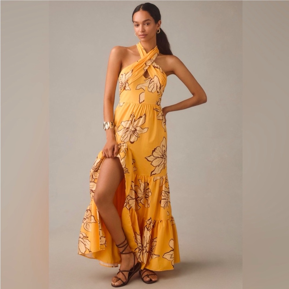 NEW-  Hutch Floral Stretch Cotton Halter Maxi Dress - Size 12 & 16